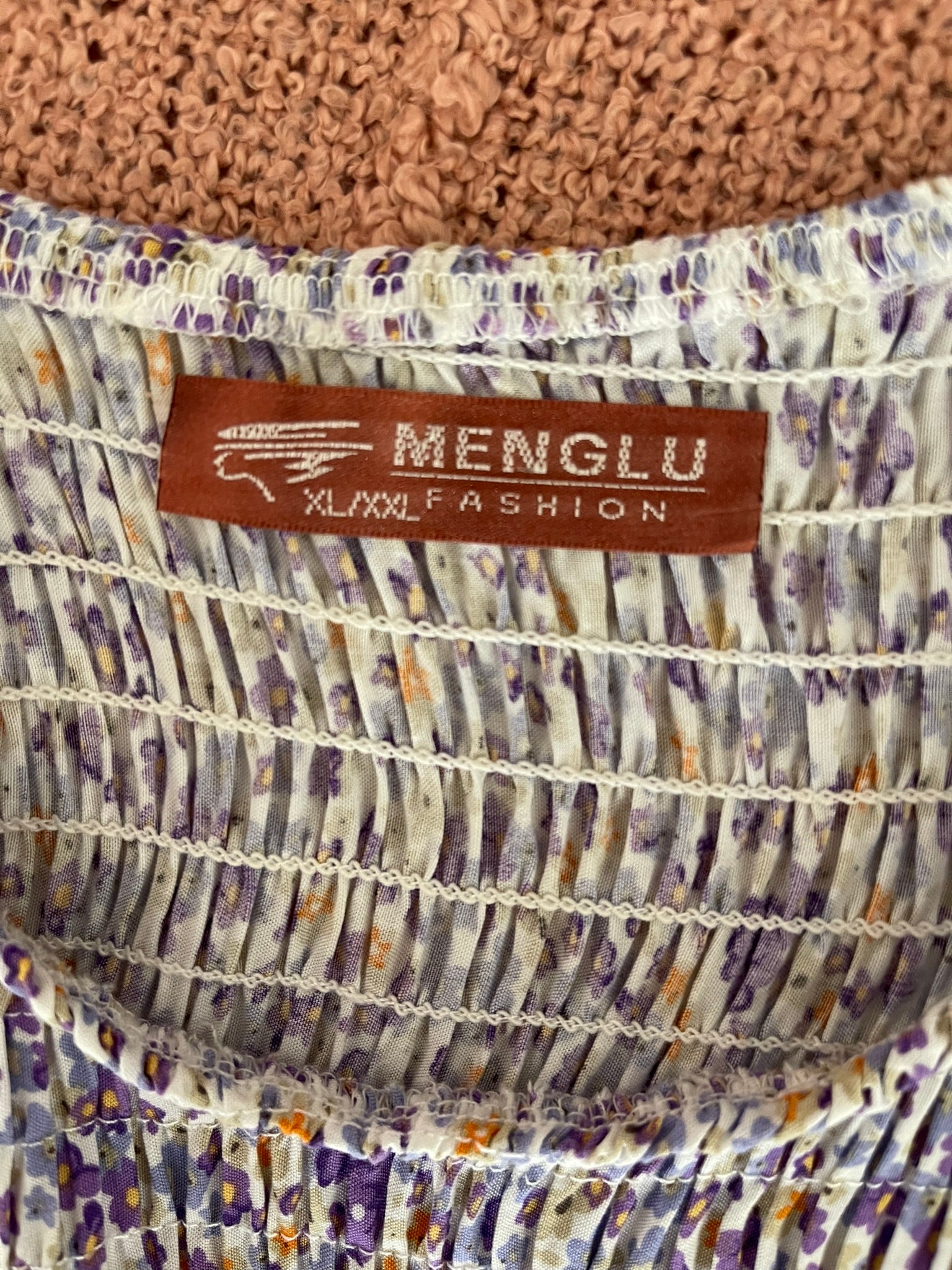 Robe Longue Fleurie Violette Smockée - vue 4