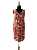 Robe Courte Florale 70s Orange Rose