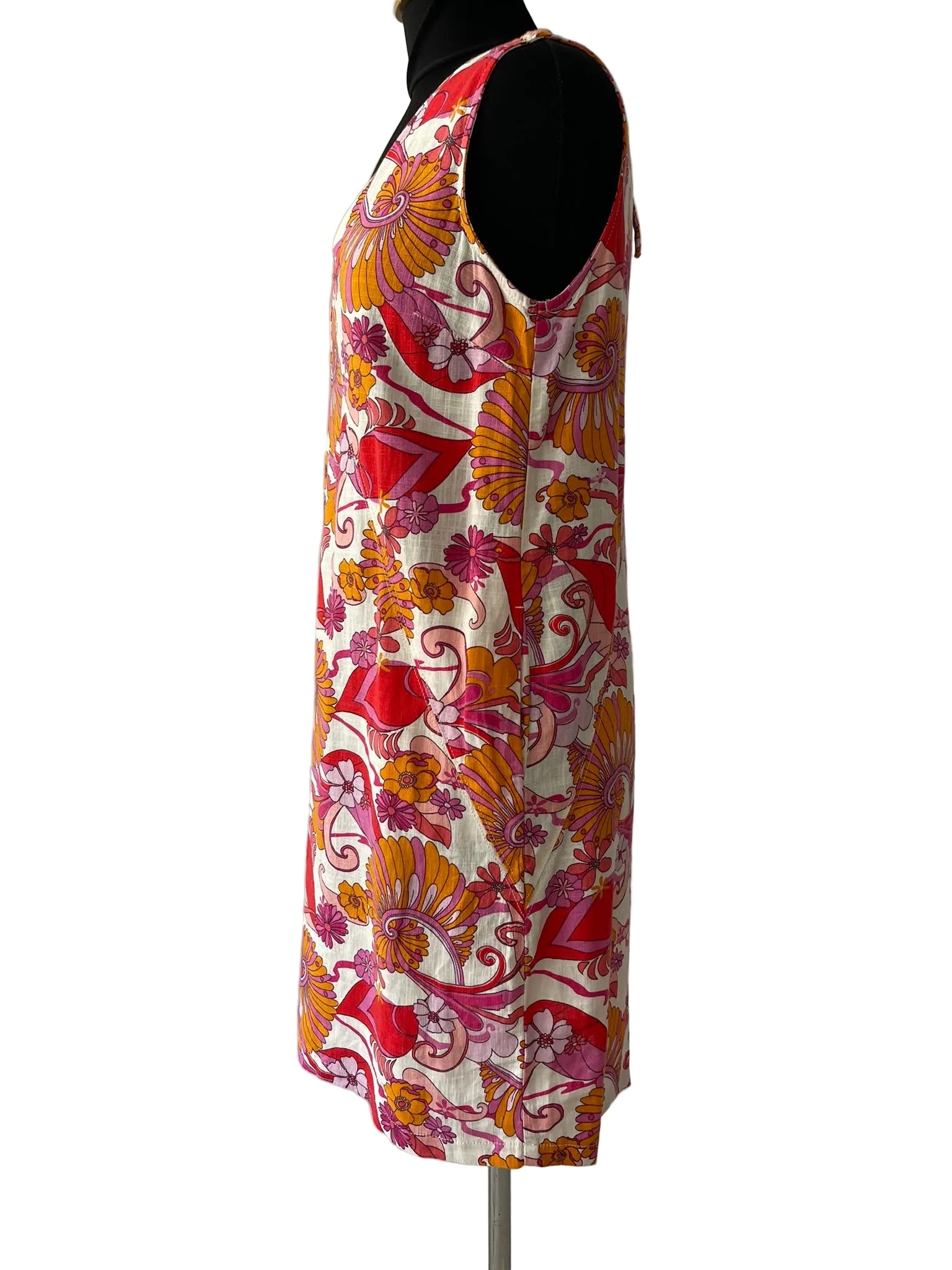 Robe Courte Florale 70s Orange Rose - vue 2
