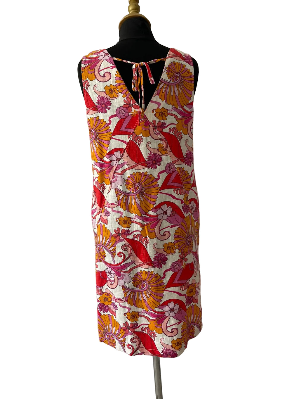 Robe Courte Florale 70s Orange Rose - vue 3