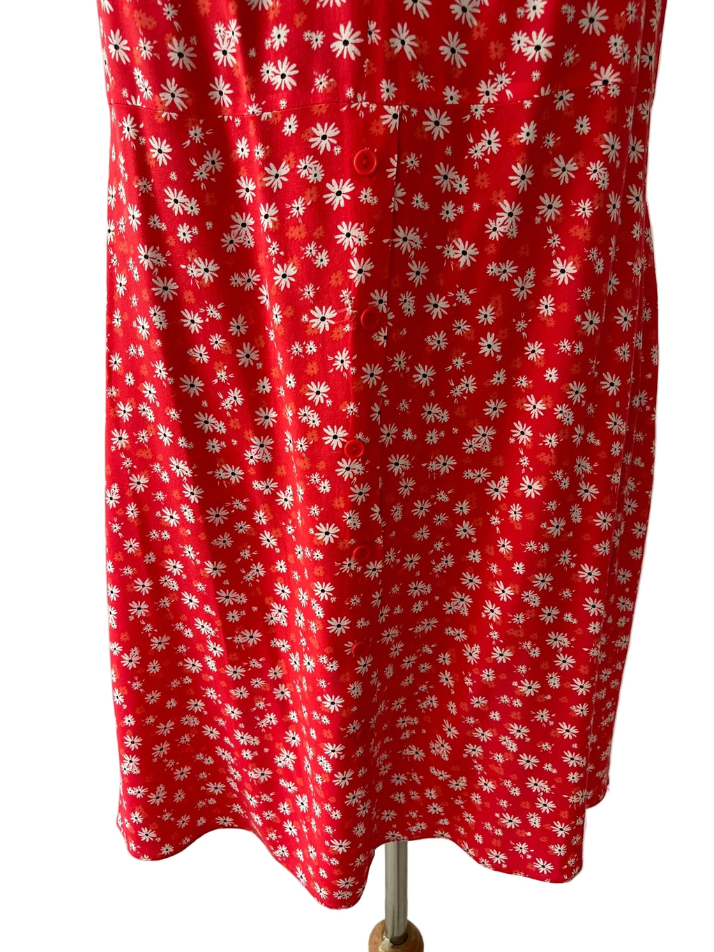 Robe Rouge Marguerites Manches Papillon - vue 5