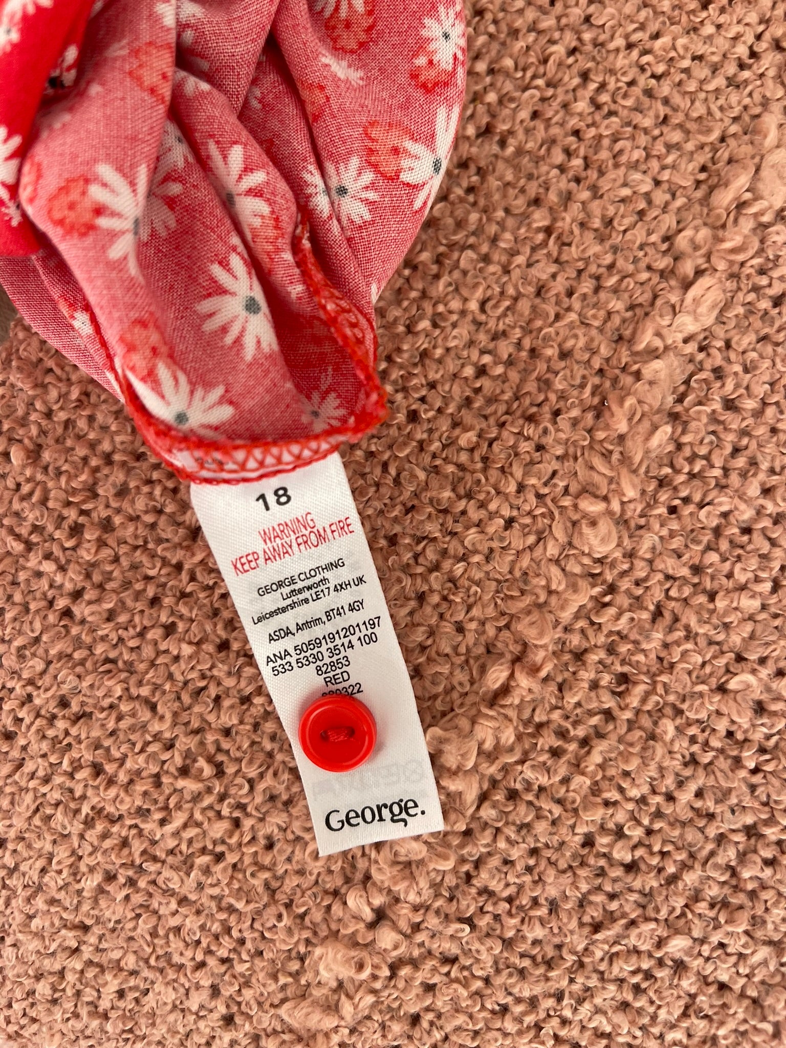 Robe Rouge Marguerites Manches Papillon - vue 6