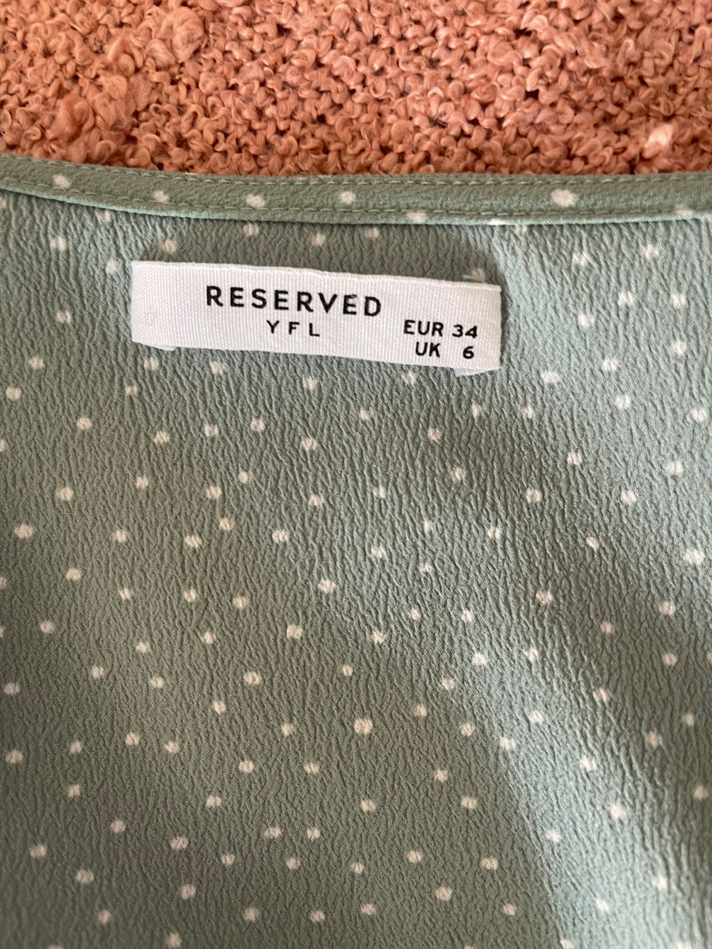 Blouse Vert Sauge Pois Blancs Noué - vue 4