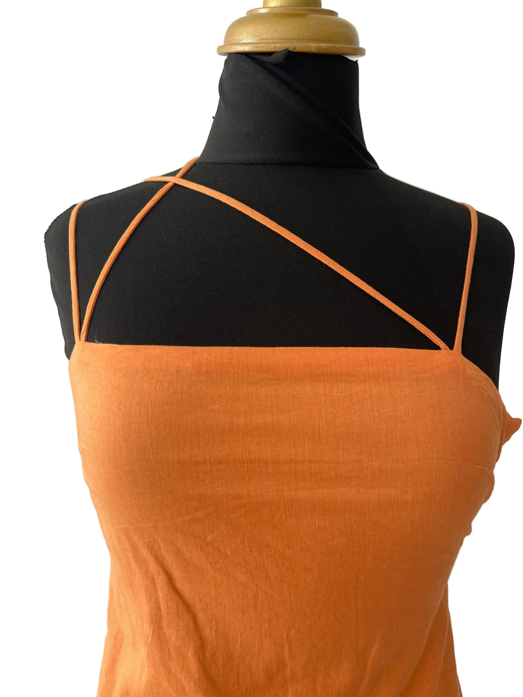 Robe Orange Florale Mi-Longue Volant - vue 2