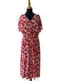 Robe Longue Orange Rose Fleurie Halter Étagée