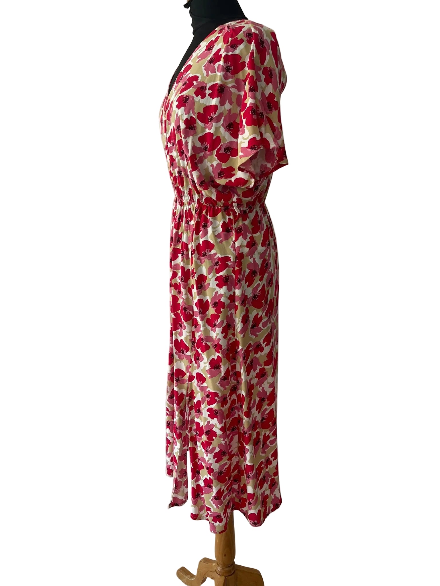 Robe Longue Orange Rose Fleurie Halter Étagée - vue 2