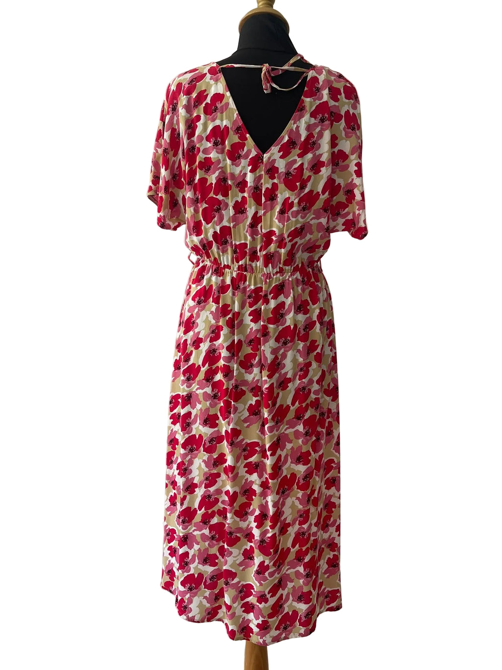 Robe Longue Orange Rose Fleurie Halter Étagée - vue 3