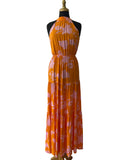 Robe Longue Orange Florale Manches Longues