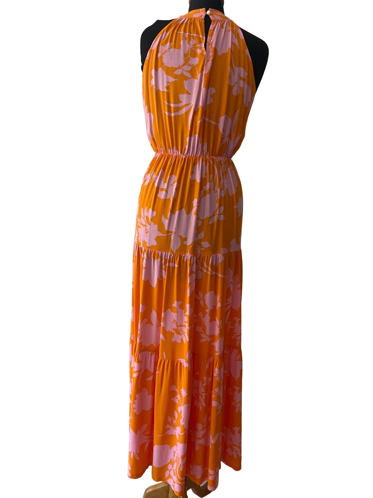 Robe Longue Orange Florale Manches Longues - vue 3