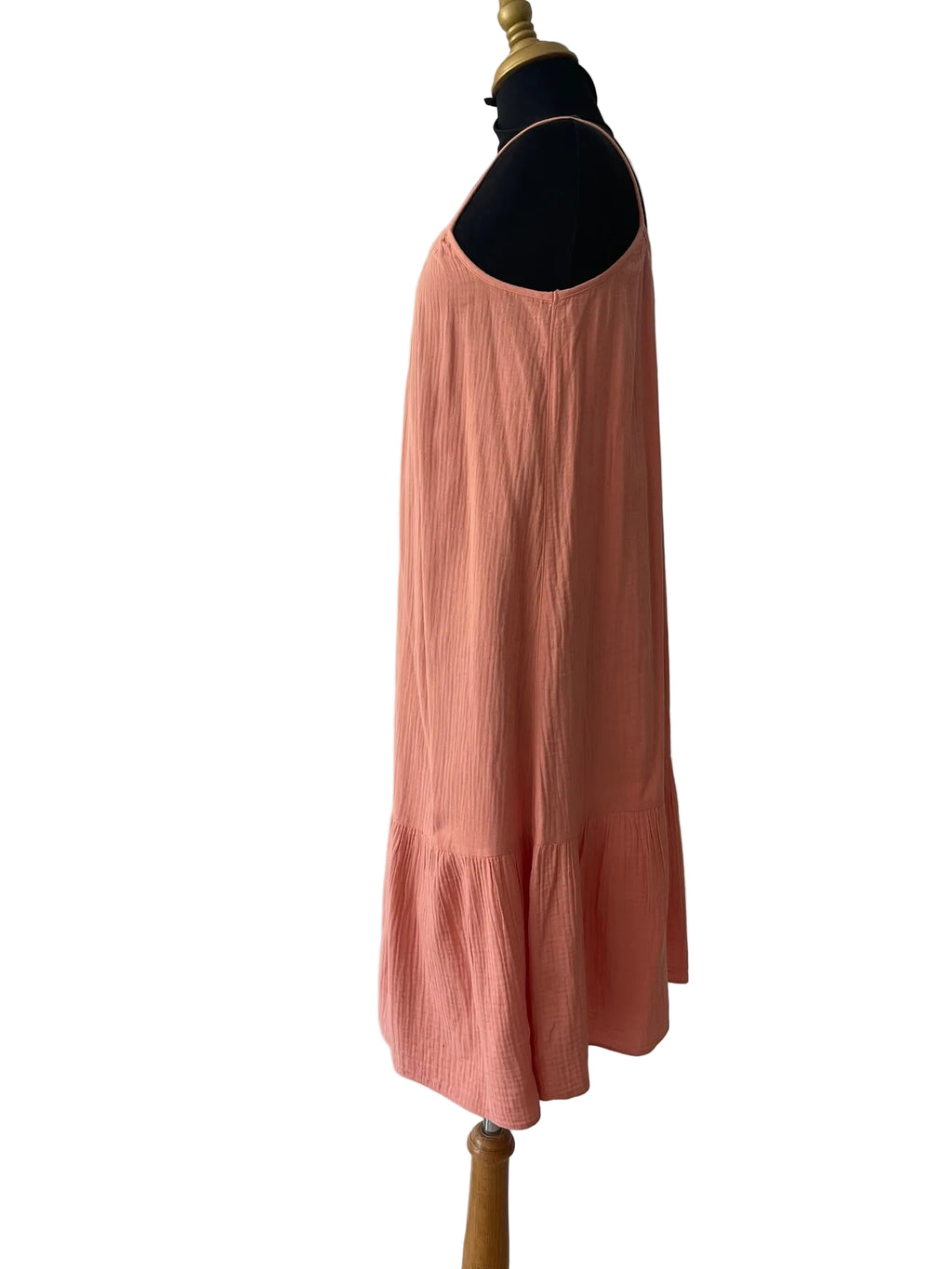 Robe Bleue Fleurie Bretelles Froncées Volant - vue 3