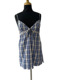 Mini Robe Carreaux Bleu Juicy Couture Bretelles Dentelle