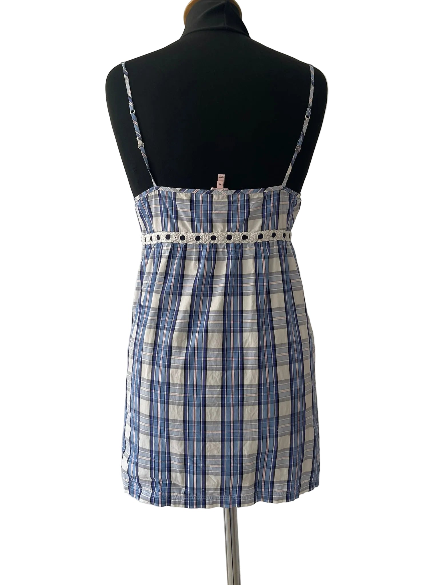 Mini Robe Carreaux Bleu Juicy Couture Bretelles Dentelle
