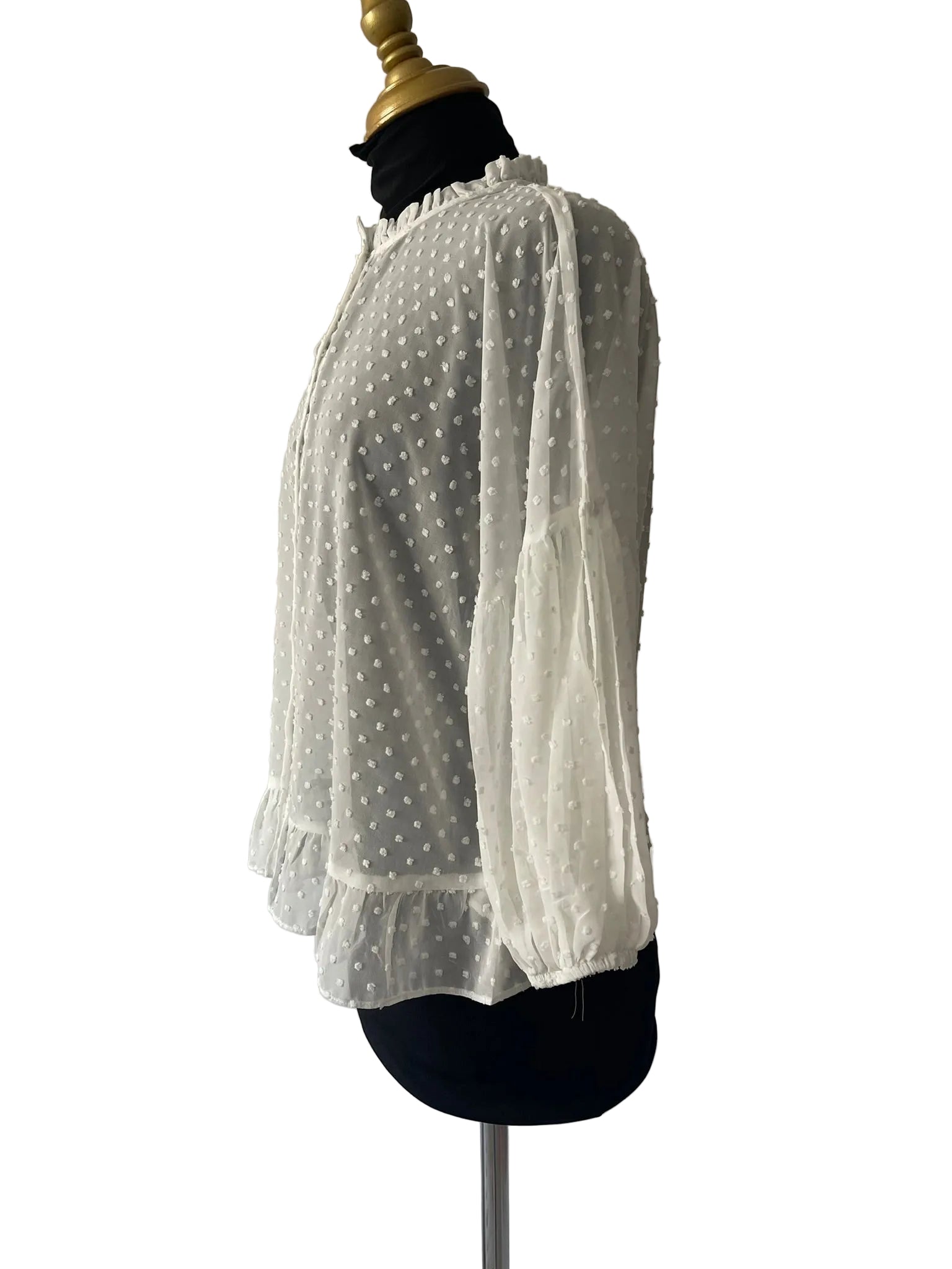 Blouse Romantique Blanche en Plumetis et Volants
