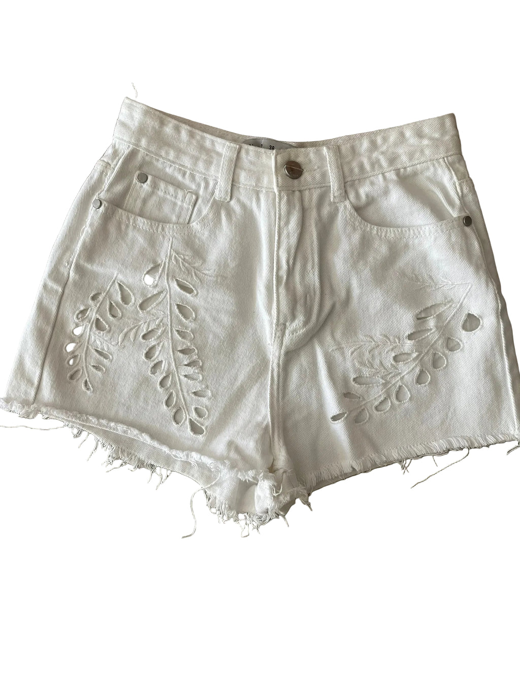 Short en Jean Blanc Broderie Anglaise