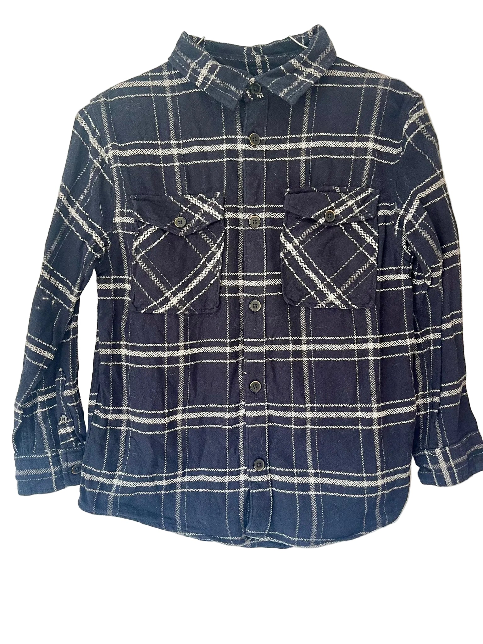 Chemise flanelle à carreaux enfant – Marine & Blanc