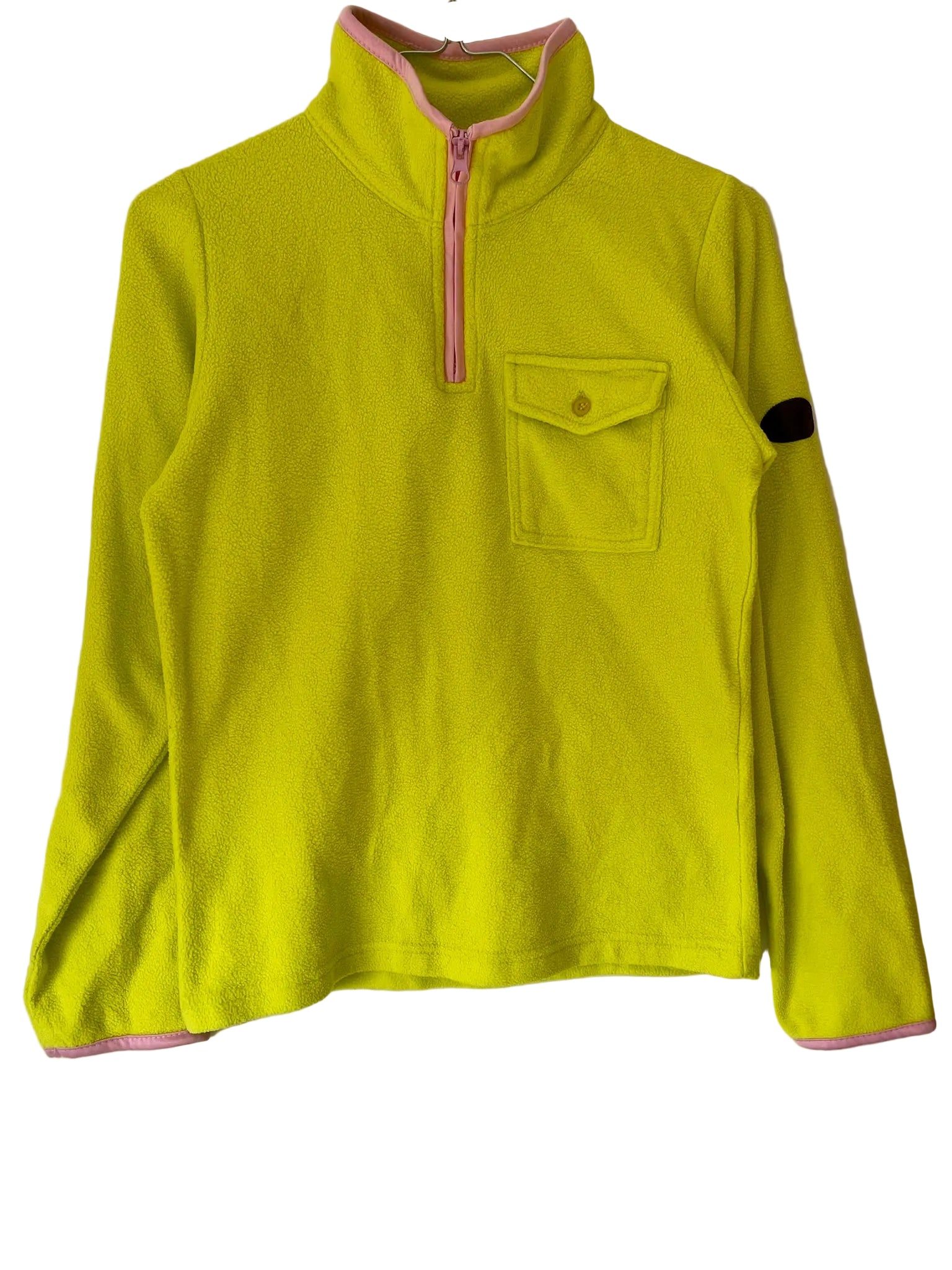 Pull polaire demi-zip – Jaune fluo & Rose