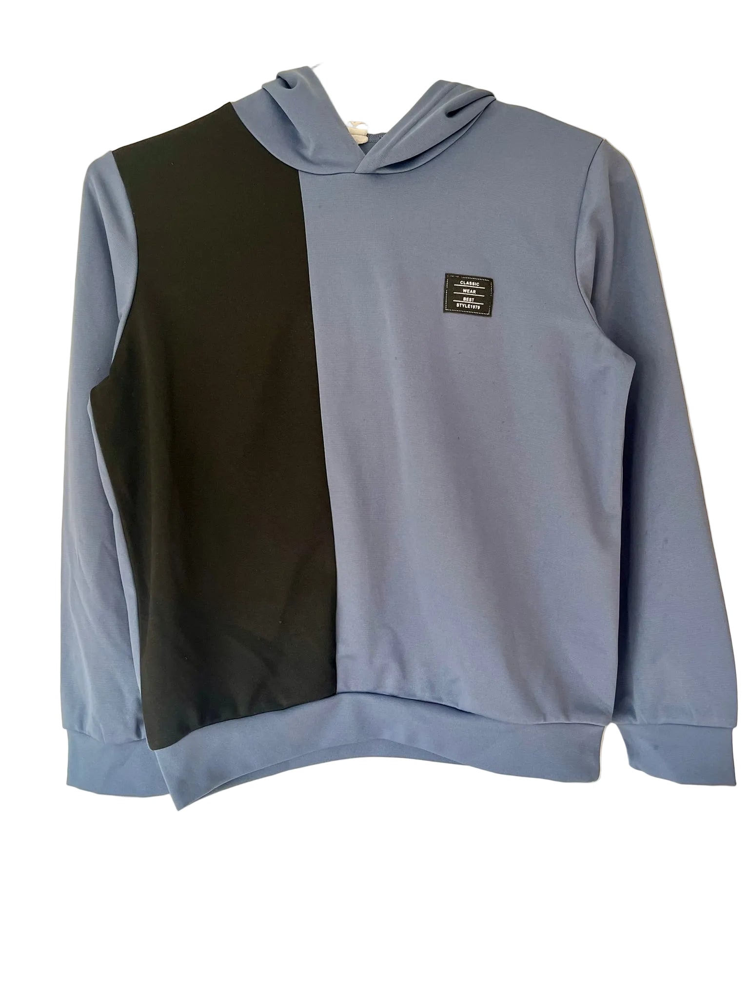 Sweat à capuche bicolore enfant – Bleu & Noir