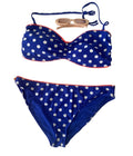 Maillot de bain 2 pièces bleu à pois blancs