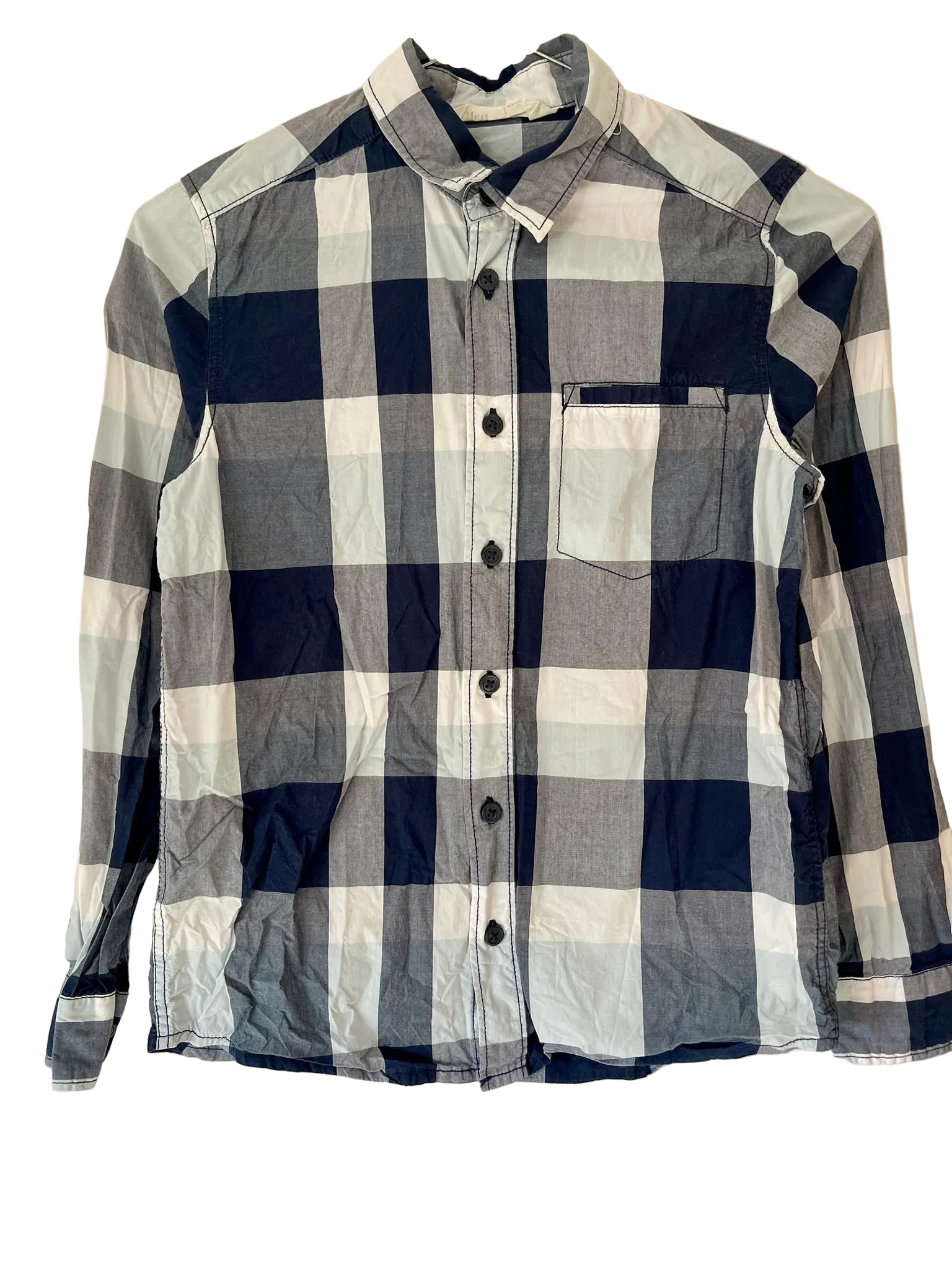 Chemise à grands carreaux enfant – Marine & Blanc