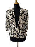 Veste peplum imprimé fleuri noir et blanc