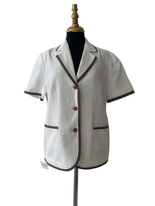 Blazer blanc cassé liseré chocolat boutonné