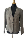 Blazer tailleur chiné gris-beige un bouton lin