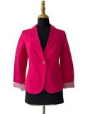 Blazer fuchsia coton doublure rayée rose