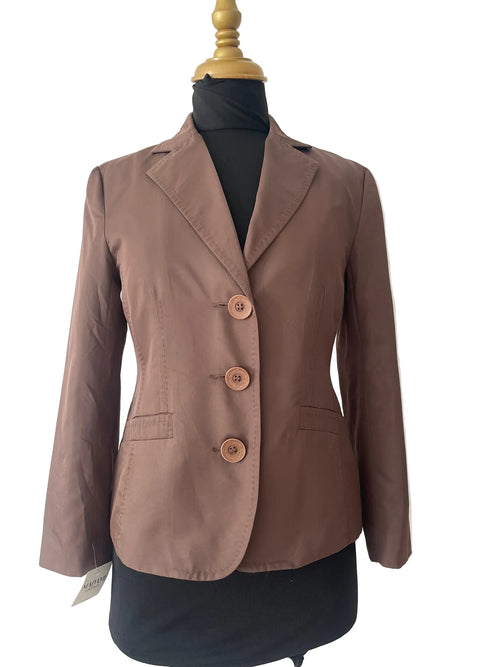 Blazer taupe satiné trois boutons classique