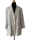 Veste longue lin rayé blanc et gris perle