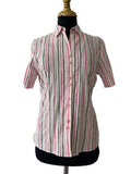 Chemise rayée rose blanc gris manches courtes