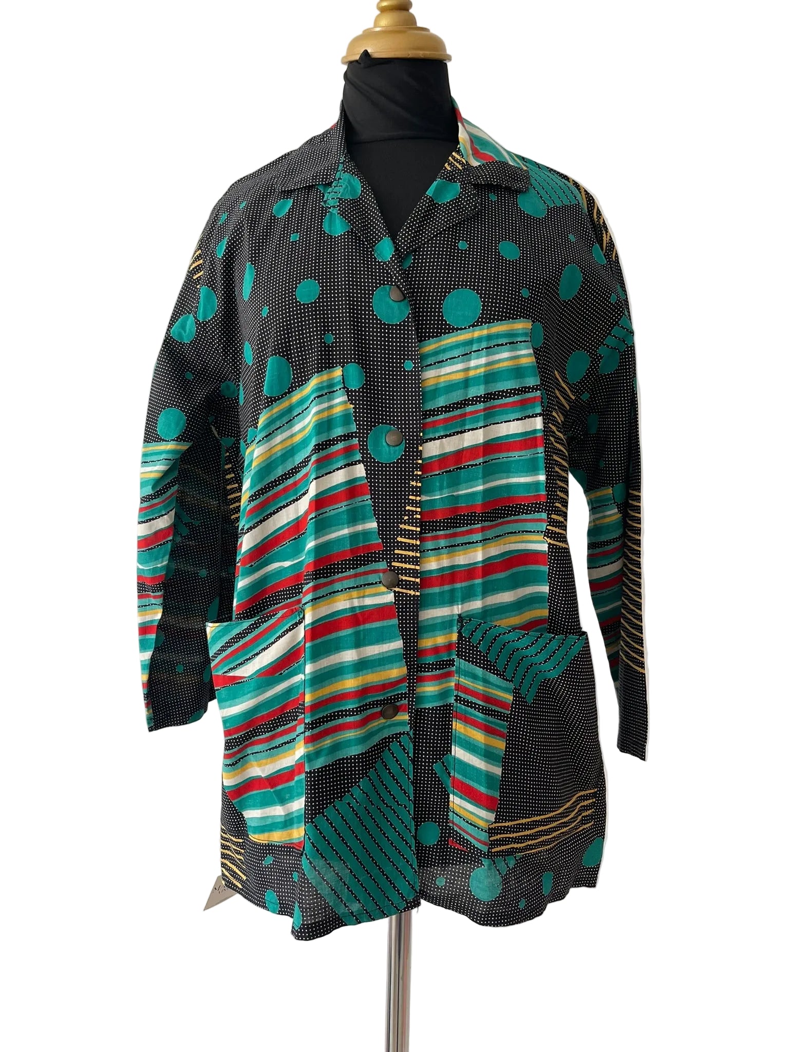 Veste longue imprimé patchwork multicolore