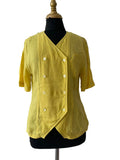 Blouse jaune citron double boutonnage lin