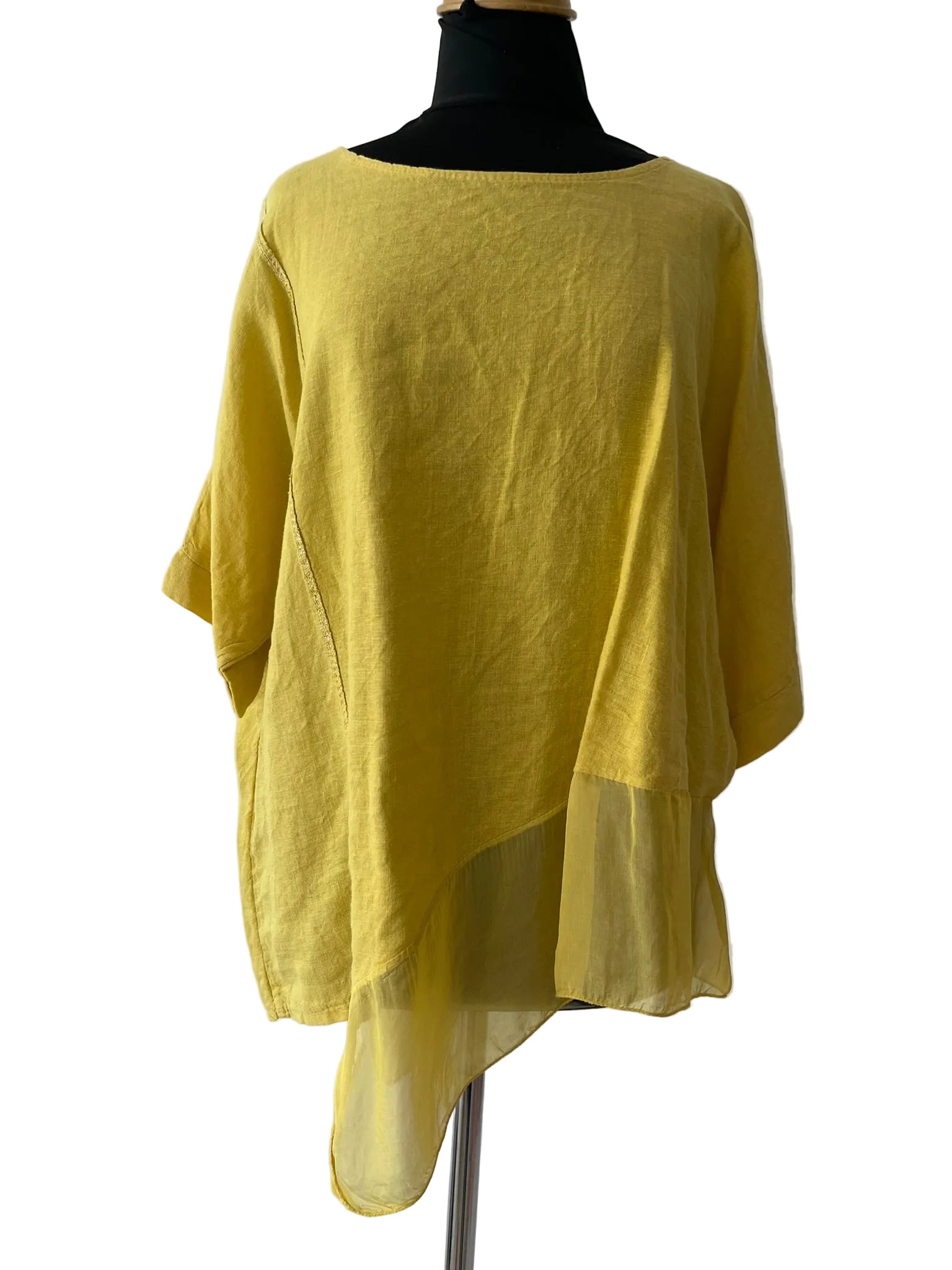Top ample jaune citron dos en voile