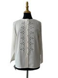 Blouse blanche broderie anglaise col rond