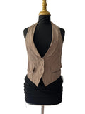 Gilet sans manches taupe profond décolleté V