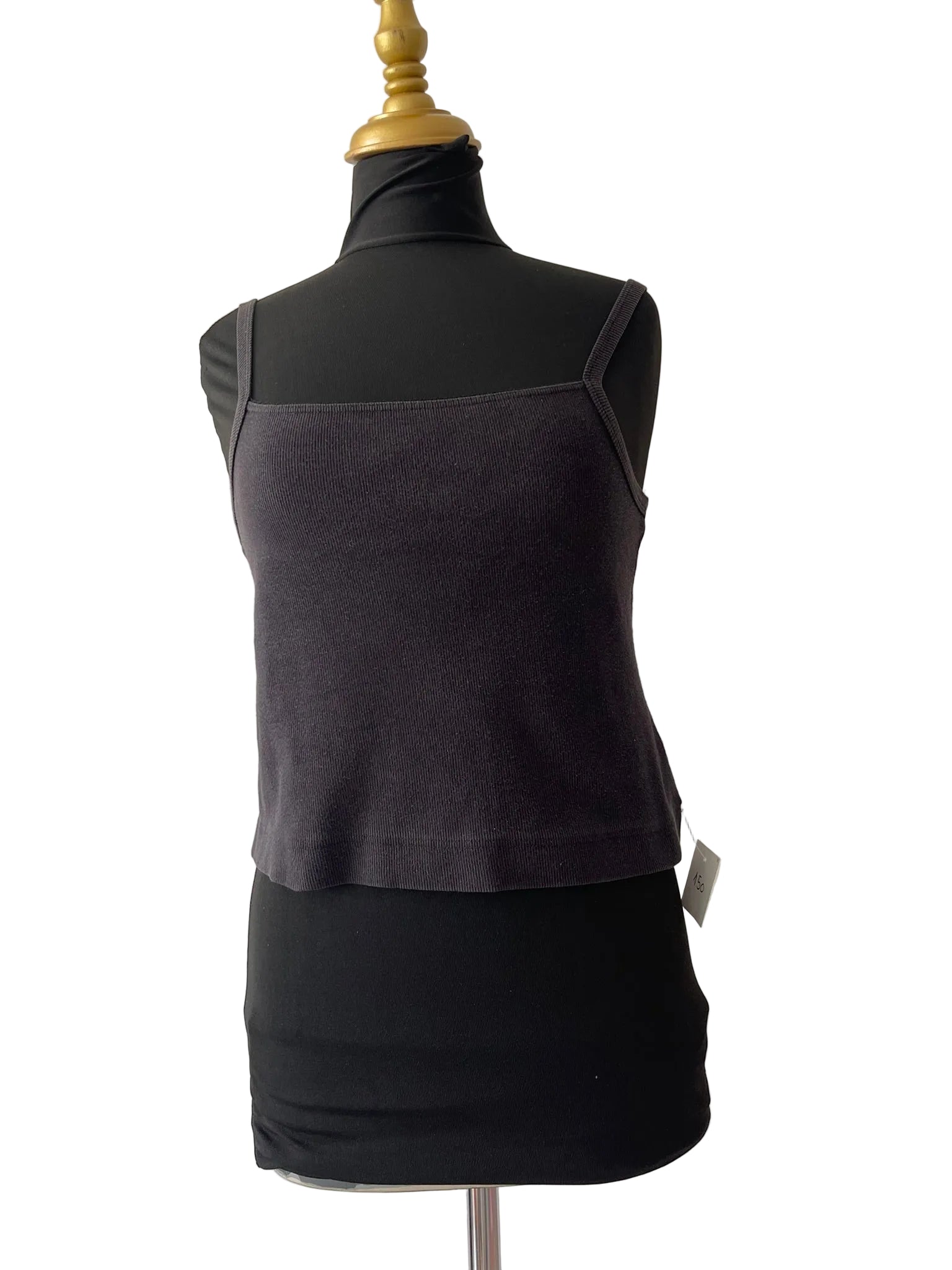 Top caraco anthracite côtelé bretelles larges