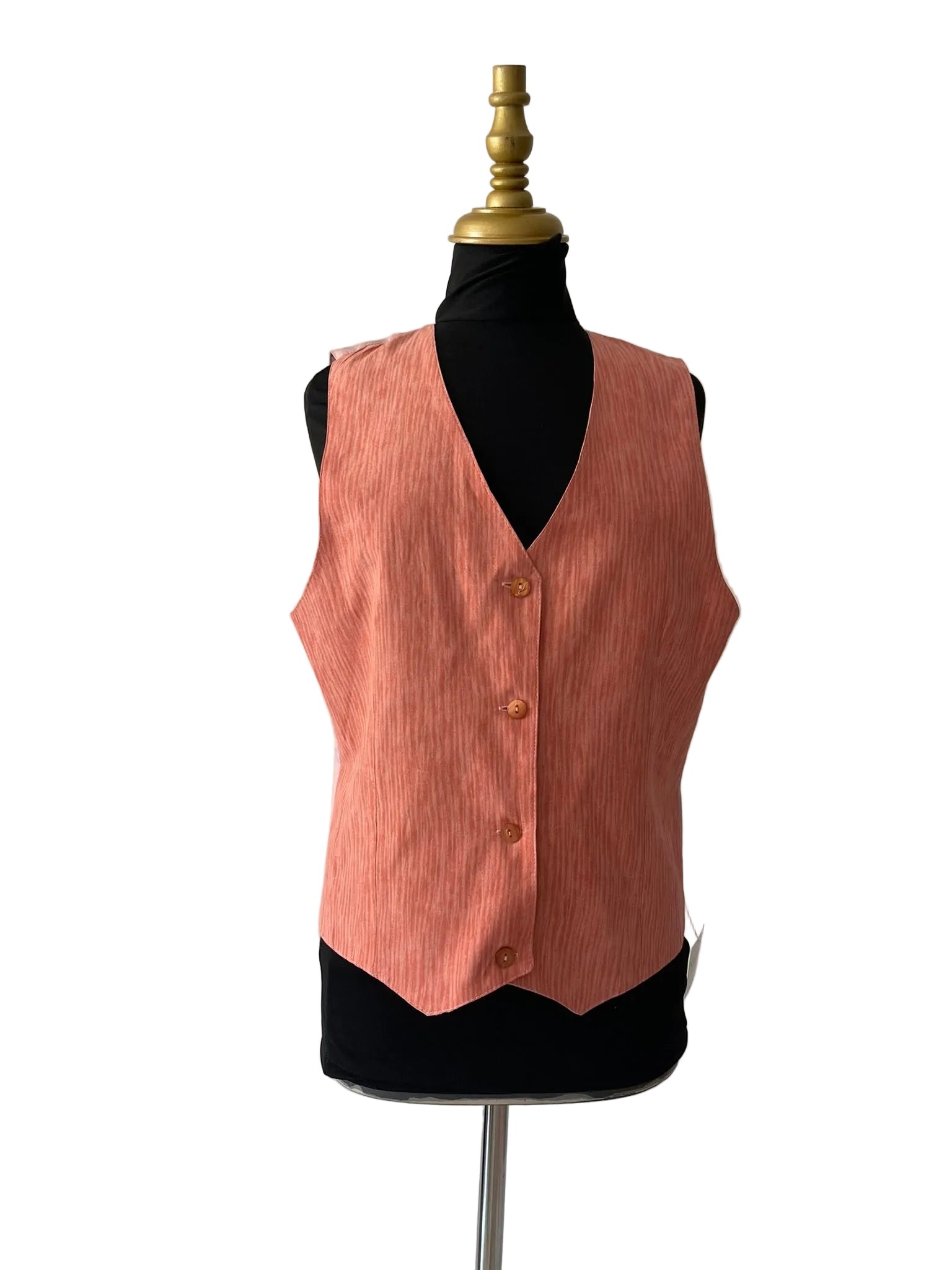 Gilet rose saumoné moiré quatre boutons