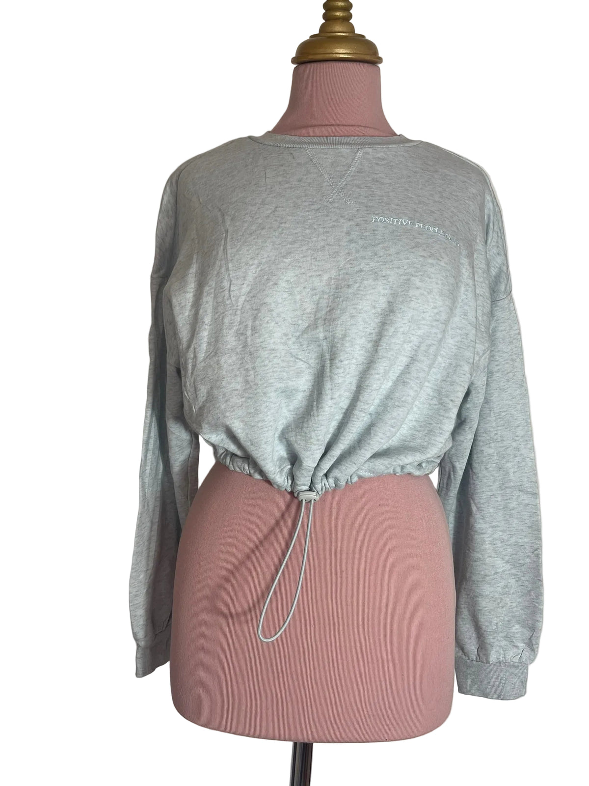 Sweat gris chiné crop à cordon Positive People Club