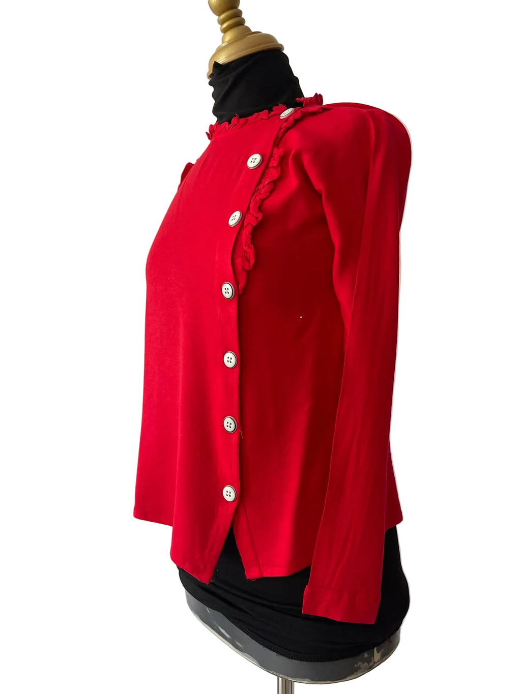 Chemise asymétrique rouge à volants