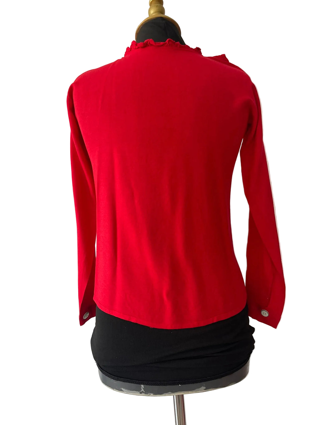 Chemise asymétrique rouge à volants