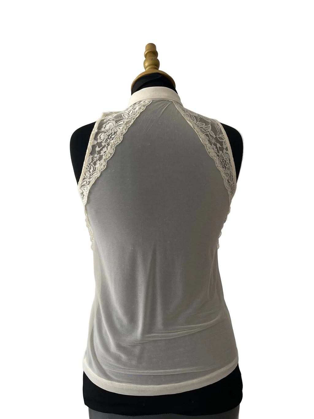 Top blanc transparant avec dentelle