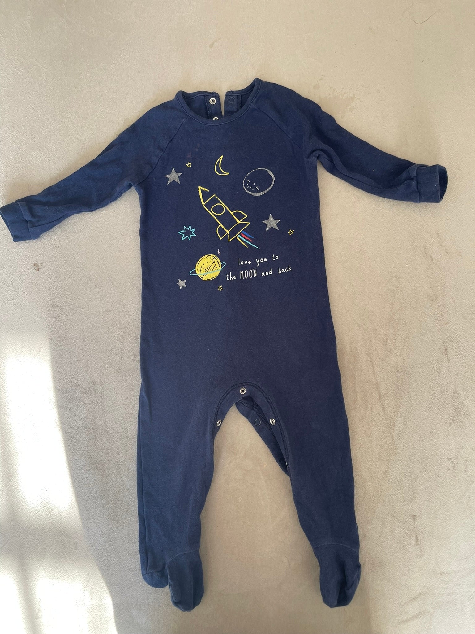 Pyjama velours bleu marine espace