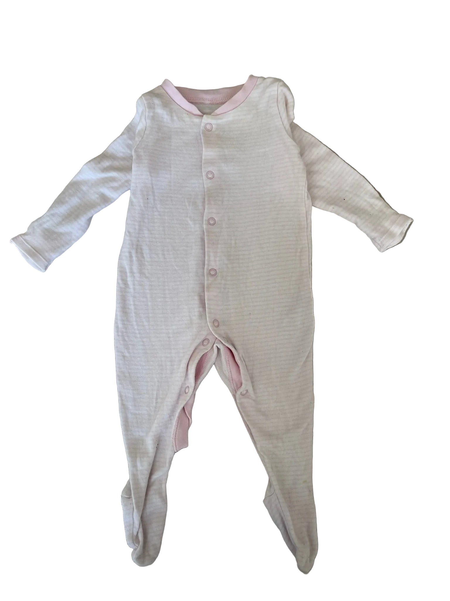 Grenouillère bébé avec pieds – Rose rayé