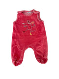 Grenouillère bébé velours – Rose corail souris