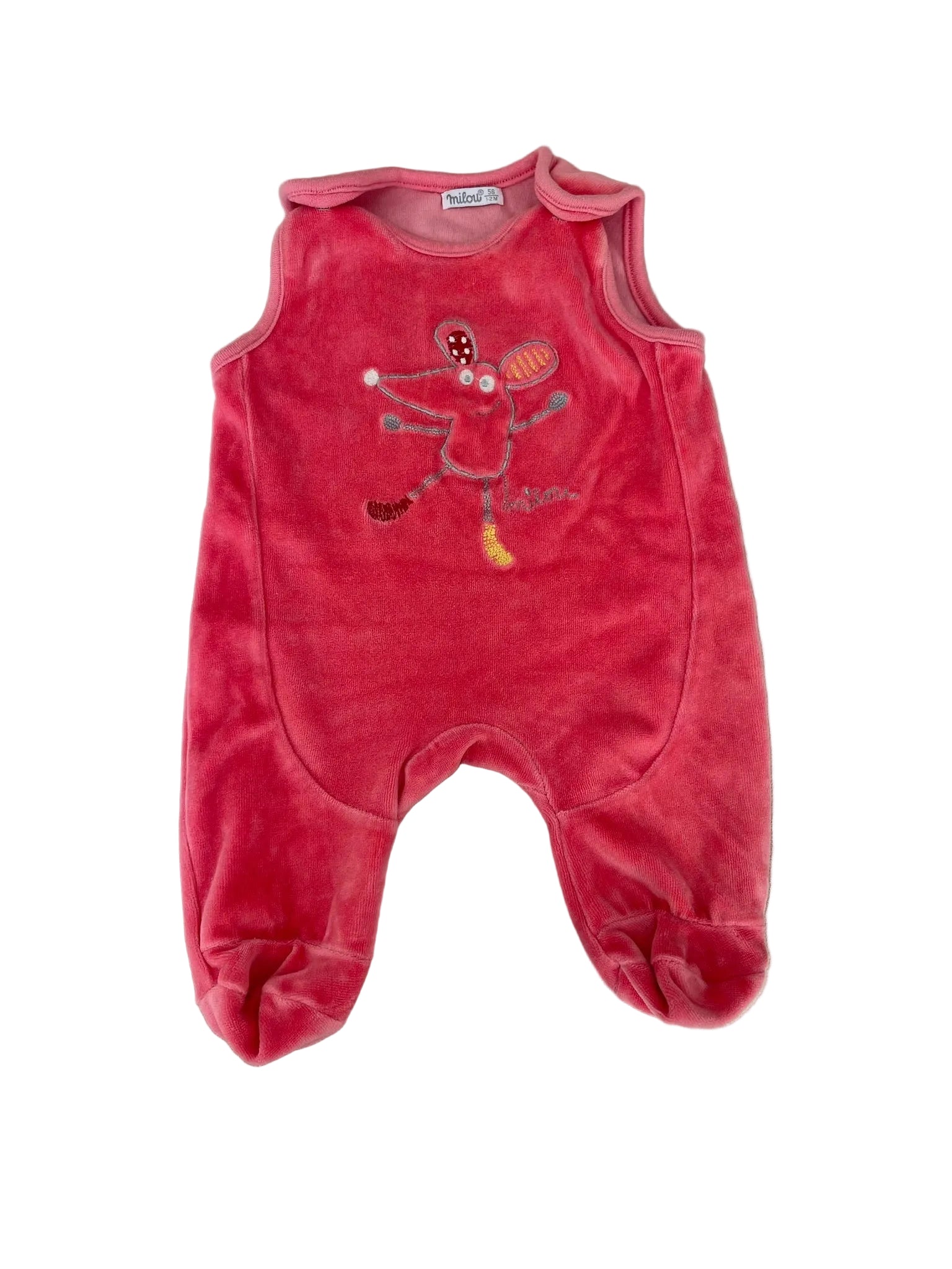 Grenouillère bébé velours – Rose corail souris