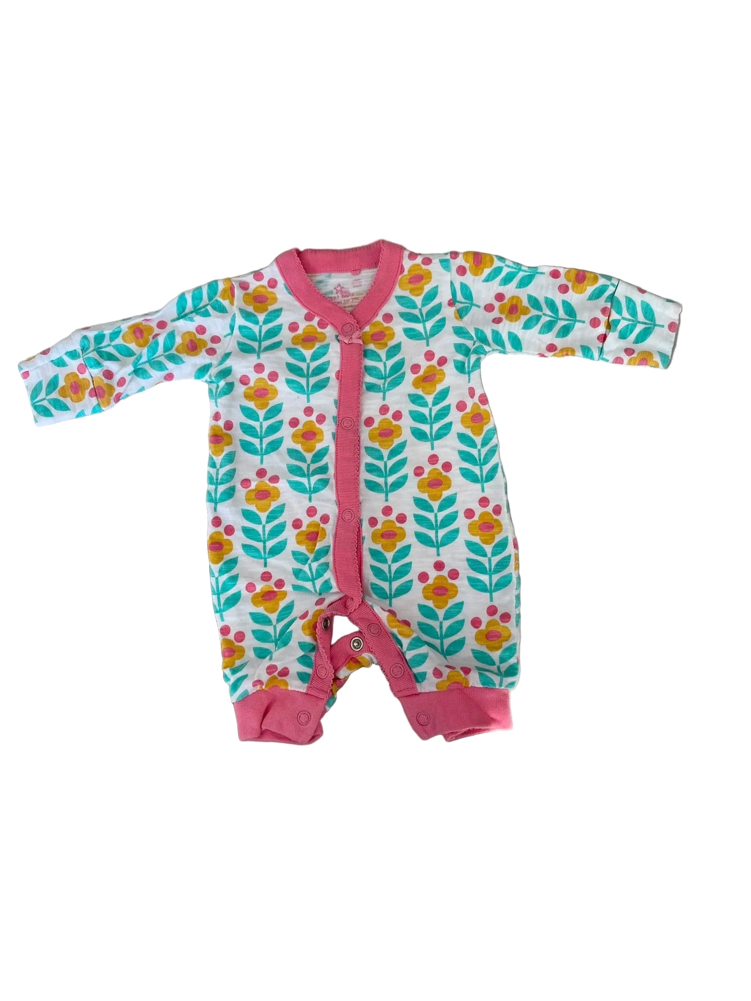 Combinaison bébé manches longues – Fleurs colorées