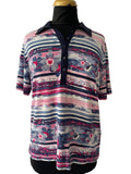 Polo vintage à motif floral et rayures graphiques