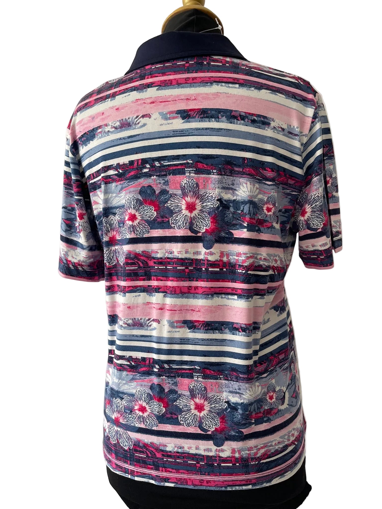 Polo vintage à motif floral et rayures graphiques
