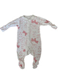 Grenouillère bébé avec pieds – Blanc imprimé zèbres roses