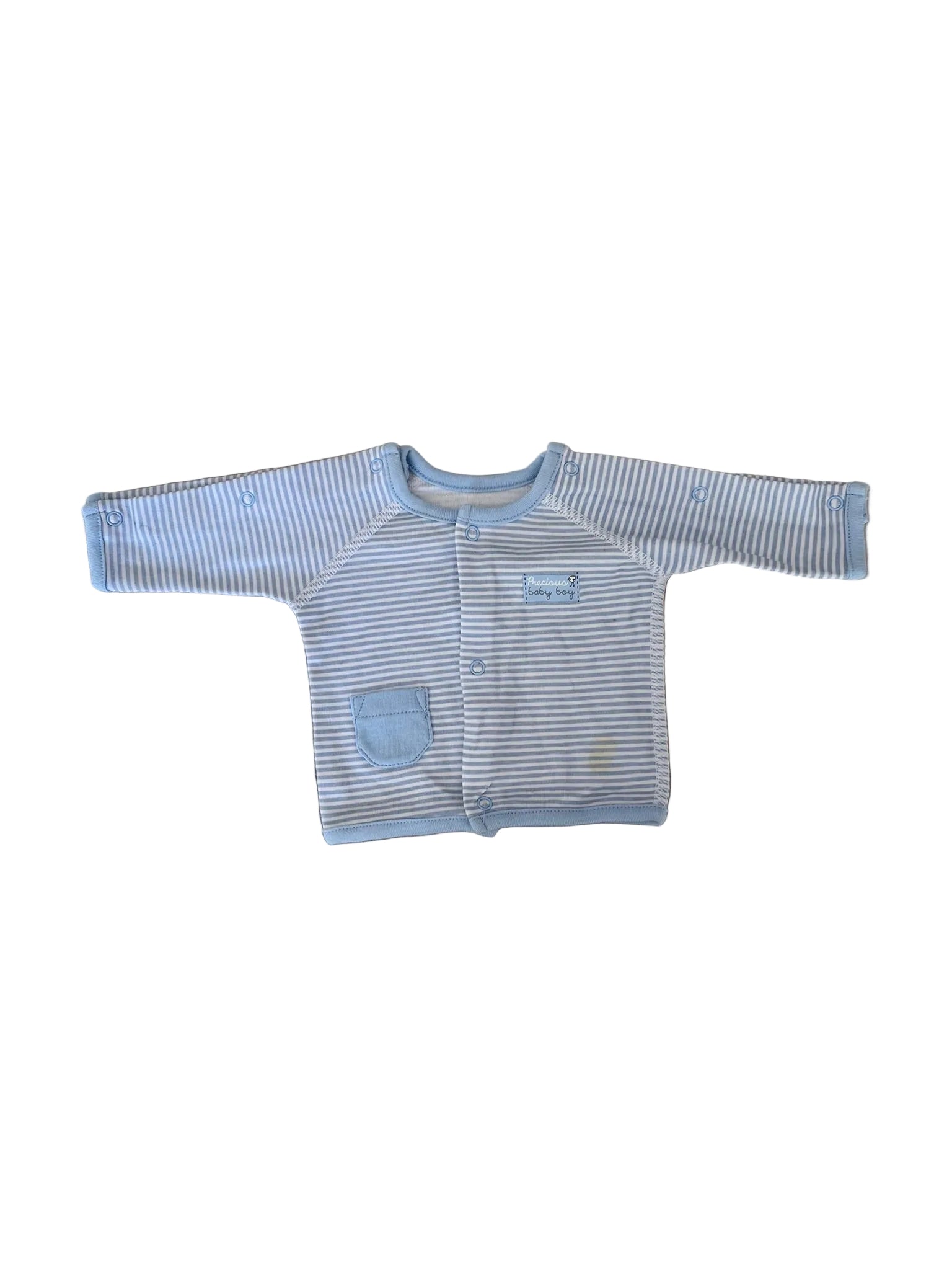 Brassière bébé manches longues – Rayures bleues Precious Baby Boy